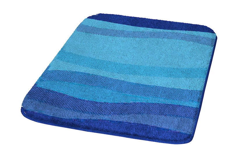 Blå badrumsmatta Miami, halskyddad baksida, akryl